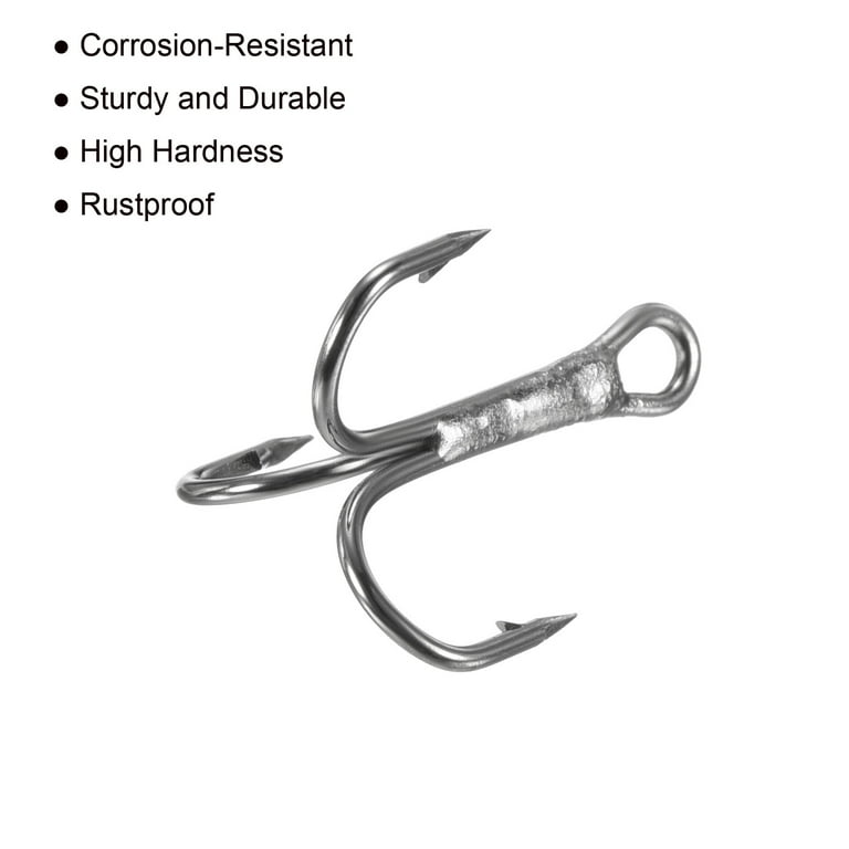 8# 0.67 Treble Fish Hooks Carbon Steel Sharp Bend Hook with Barbs, Black  50 Pack