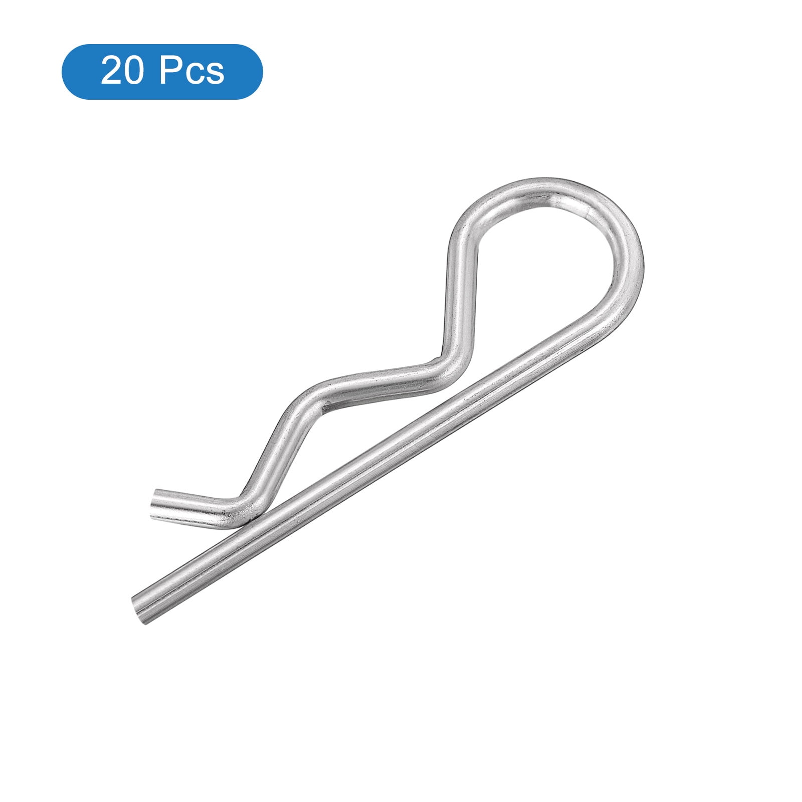 Uxcell 4 mm x 78 mm Cotter Pins Spring Fastener, Hitch Pin Retaining Pin R Clip Hairpin 304 Stainless Steel Silver Tone 20Pcs