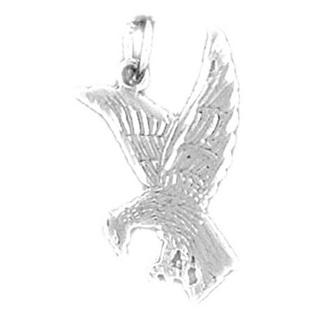 14K White Gold Eagle Pendant - 2 mm