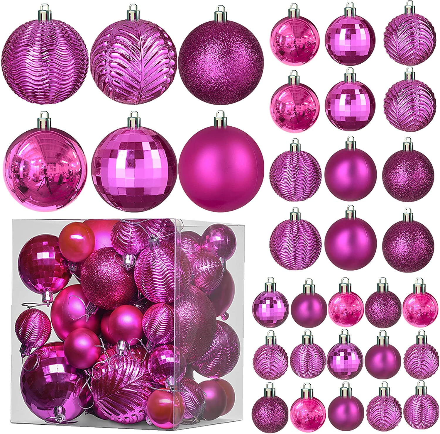 KI Store Lavender Purple Christmas Balls 34pcs 2.36-Inch Christmas Tree  Decoration Ornaments for Xmas Tree Holiday Wreath Garland Decor Ornaments