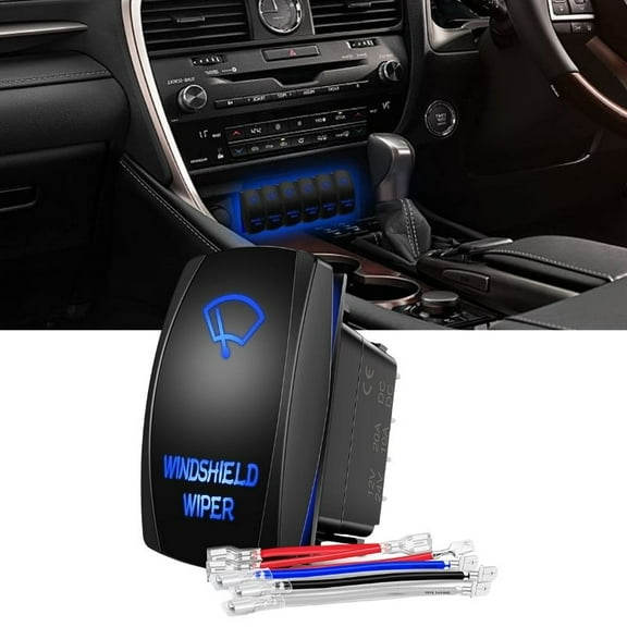 Nilight Windshield Wiper Rocker Switch Led Light Bar Switch 8Pin Laser （on) on off DPDT switches 20A/12V 10A/24V Switch Blue with Jumper Wires Set for Cars Trucks RVs