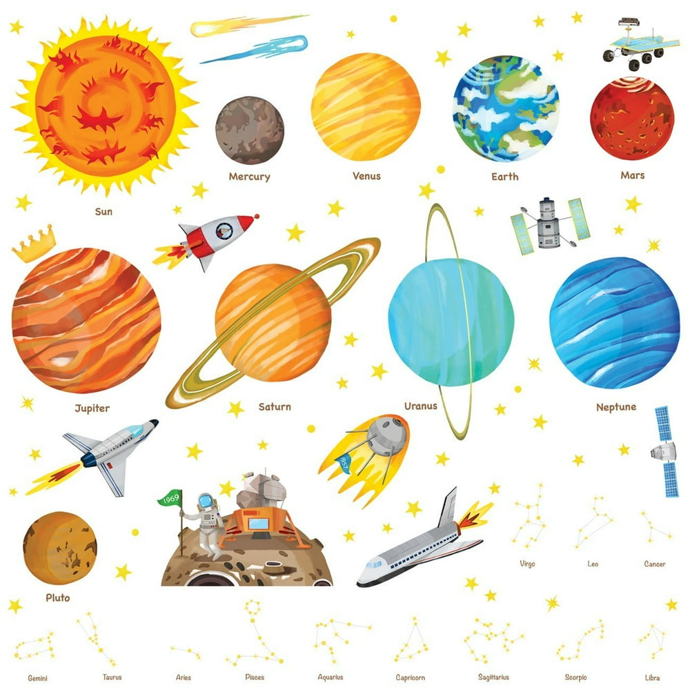 Decowall DA1501 The Solar System Kids Wall Stickers Wall Decals Peel