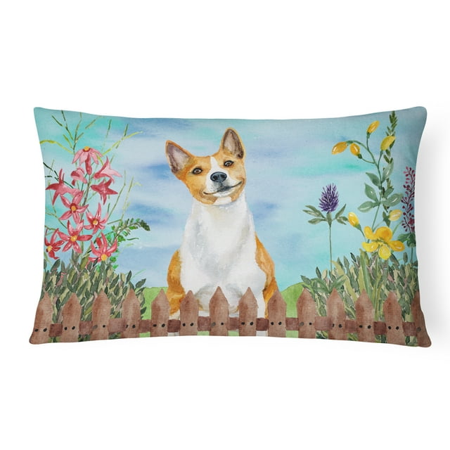Carolines Treasures CK1254PW1216 Basenji Spring Canvas Fabric Decorative Pillow
