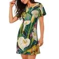 thumbnail image 2 of Fotbe Tropical Floral Jungle Bata de Dormir para Mujer con Estampado, Camisón de Algodón de Manga Corta, Ropa de Dormir Casual, 2 of 6