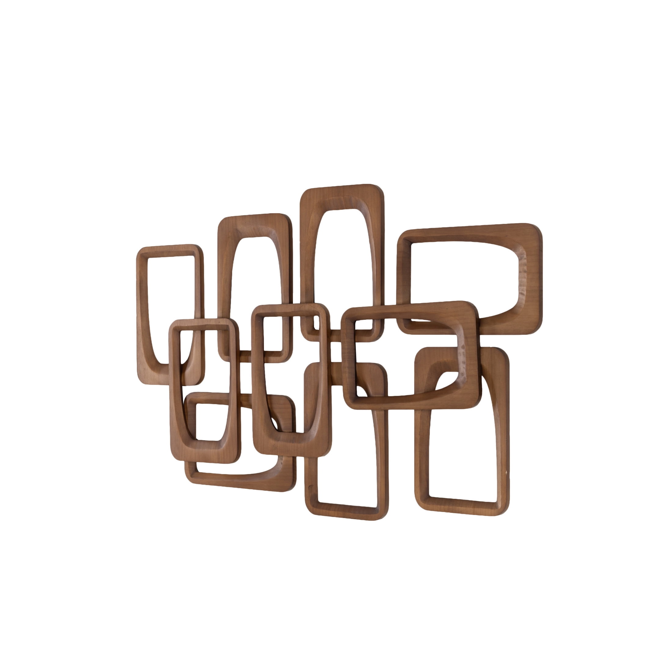 DecMode Brown Wood Overlapping Rectangles Geometric Wall Decor