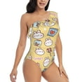 thumbnail image 3 of Fotbe Rabbit And Candy Women's One Piece Swimsuits One Shoulder Swimwear Ruched Tummy Control Bathing Suits Cutout Monokini-Medium, 3 of 7