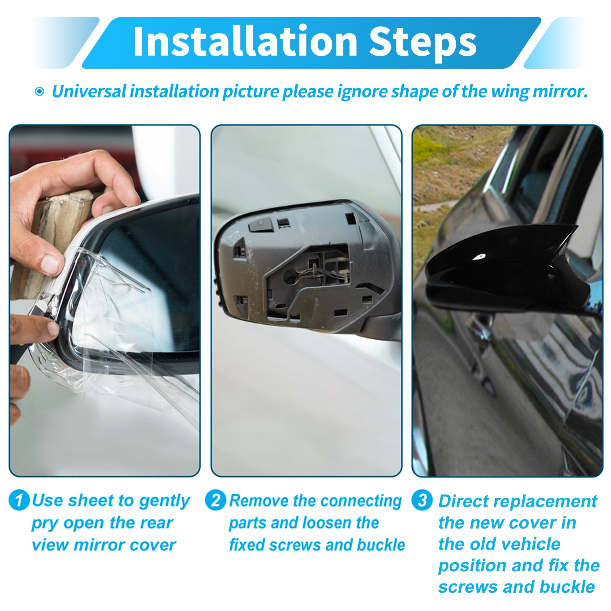 Unique Bargains White Upper Mirror Cover Cap for Ford F250 F350 F450 F550 Super Duty
