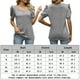 thumbnail image 2 of Tops De Verano Camiseta informal para mujer, manga abullonada, cuello en V, moda, ligera, combina con todo (gris L) Ygjytge para Mujer Gris T L, 2 of 7