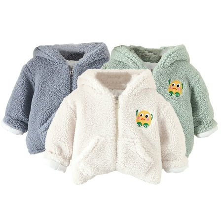 

KYAIGUO Baby Girls Full-Zip Fleece Jacket Coat Toddler Boys Winter Cartoon Mock Outwear with Hoodie 1-6T