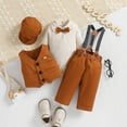 thumbnail image 5 of CUZIBR Toddler Boys Long Sleeve Shirt Tops And Pants Vest Coats Hats 4PCS Child Kids Gentleman Bowtie Outfits Sets Overalls Trendy Dailywear For Child, 5 of 6