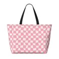thumbnail image 2 of Xecao Irregular Plaid for versatile beach bag for women includes zipper pockets and waterproof material, ideal for vacations and adventures., 2 of 7