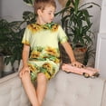 thumbnail image 4 of Balery Sunflowers On A Yellow Background Conjunto de Pijama Infantil de Manga Corta con Estampado – Ropa de Dormir de Algodón Suave-Large, 4 of 6