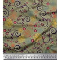 thumbnail image 1 of Soimoi Green Rayon Fabric Floral & Scroll Abstract Printed Craft Fabric by the Yard 56 Inch Wide, 1 of 3