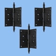 thumbnail image 2 of Renovators Supply Cabinet Hinge for Cabinet Door 7.5" Black Wrought Iron Butt Hinge Victorian Steeple Tip Rust Resistant Flush Mount Hinges w/Hardware, Pack of 3, 2 of 7