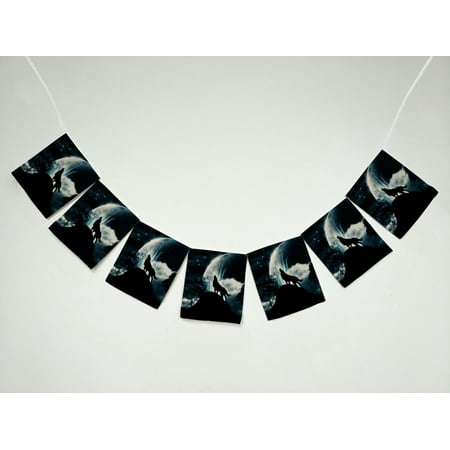 YKCG Wolf Howl Banner Bunting Garland Flag Sign for Home Family Party Decoration