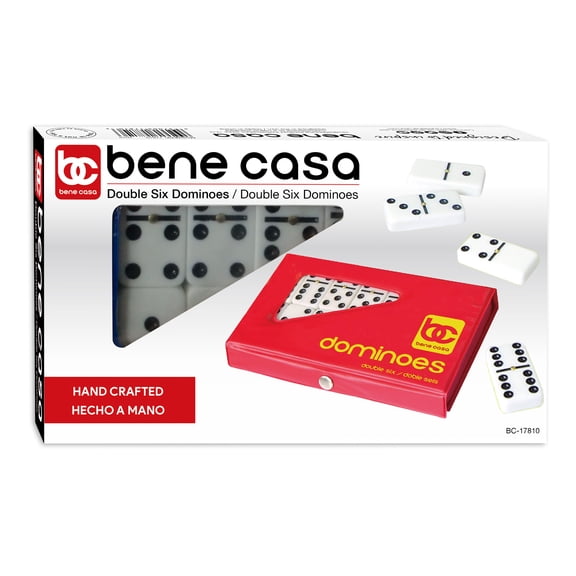 Bene Casa Classic 28-Piece Double 6 Domino Set with Compact Storage Box