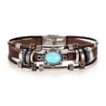 thumbnail image 4 of MesaSe Bracelet en Cuir PENGXAING WTN Bracelet en Cuir Rétro Rétro Punk Incrusté Ovale Turquoise, 4 of 4