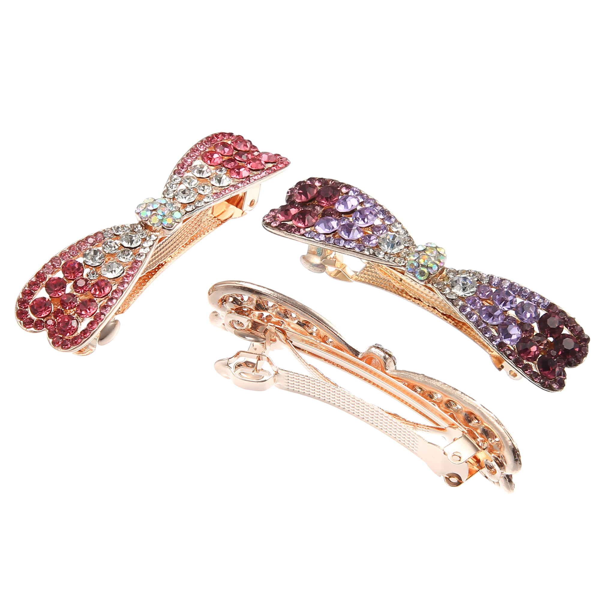 Unique Bargains 3 Pcs Hair Barrettes Hair Accessories for Women Blue Pink Purple