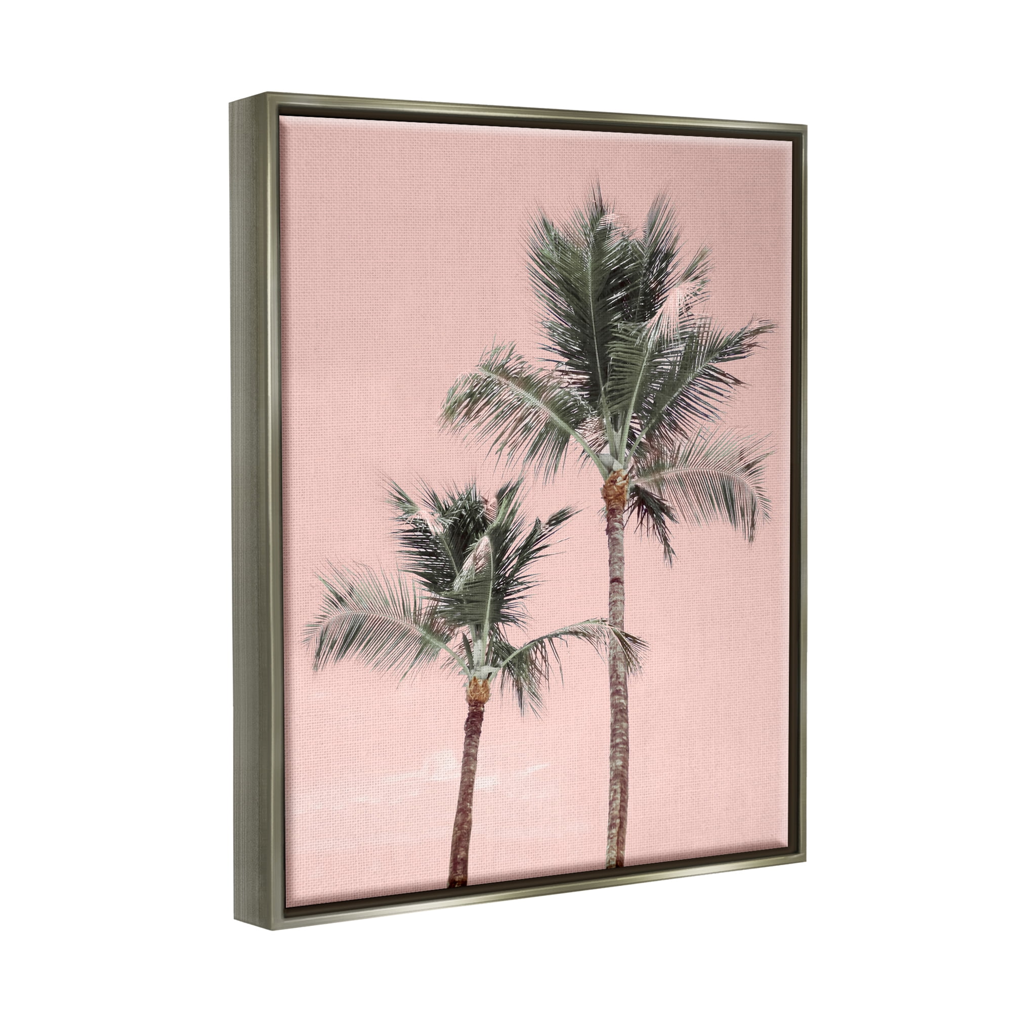 Stupell Industries Pink Summer Palm Trees Botanical & Floral Photography Gray Floater Framed Art Print Wall Art, 25 x 31