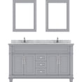 thumbnail image 3 of Victoria 60" Double Bath Vanity in Gray with White Marble Top and Round Sinks with Matching Mirror, 3 of 8