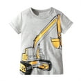 thumbnail image 4 of HILEELANG Toddler Boy Short Sleeve Tee - Summer Cotton Crewneck - Yellow Grey Excavator Graphic Top - Size 4, 4 of 4