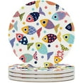 thumbnail image 2 of Round Drink Coasters, 1 Pcs Cute Fish Absorbent Ceramic Coaster with Cork Base for Coffee Cups Housewarming Gift for Home Decor, 2 of 6