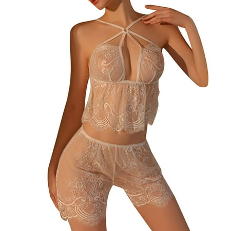 

Hwmodou Womens Exotic Lingerie Fashion Elegant Hollow Lace Breathable Comfortable Nightwear Sleepwear Bra For Women