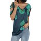 thumbnail image 2 of Lucakuins - Camiseta estampada con blusa para mujer, manga corta suelta con cremallera y cuello en V Lucakuins  moda, 2 of 9