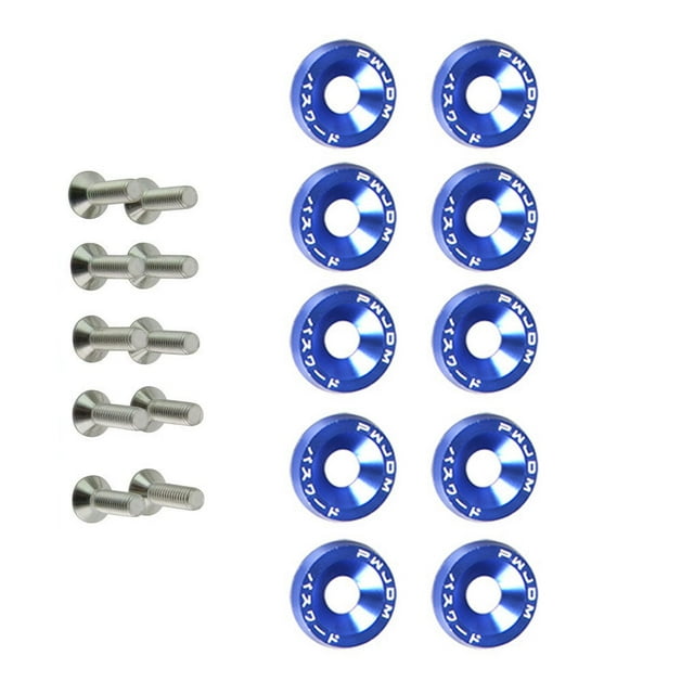 ruzhgo 10 Pièces Voiture Vis Rondelles Assortiment Ensemble Boulons de Véhicule Décoratif Rondelle Kit Pièces de Rechange Automobile Rouge Bleu