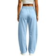 thumbnail image 6 of Evdexr Womens Sweatpants Barrel Drawstring Elastic Waist Joggers Solid Baggy Wide Leg Stretch Trousers Trendy 2026 Soft Pants with Pockets Light Blue XL, 6 of 6