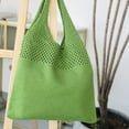 thumbnail image 2 of Bolsa de hombro de tejido hueco Likrtyny Verde Para mujer de playa verano, 2 of 7