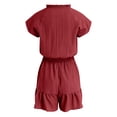 thumbnail image 5 of vigerkar Summer Rompers for Women 2026 V Neck Short Sleeve Button Up Ruffle Jumpsuit Outfit with Pockets (Red, L), 5 of 7