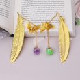 thumbnail image 3 of Marcapáginas de plumas de metal con colgante de mariposa 3D, regalo único de Acción de Gracias de Navidad para profesores amantes de los libros, paquete de 2, 3 of 5