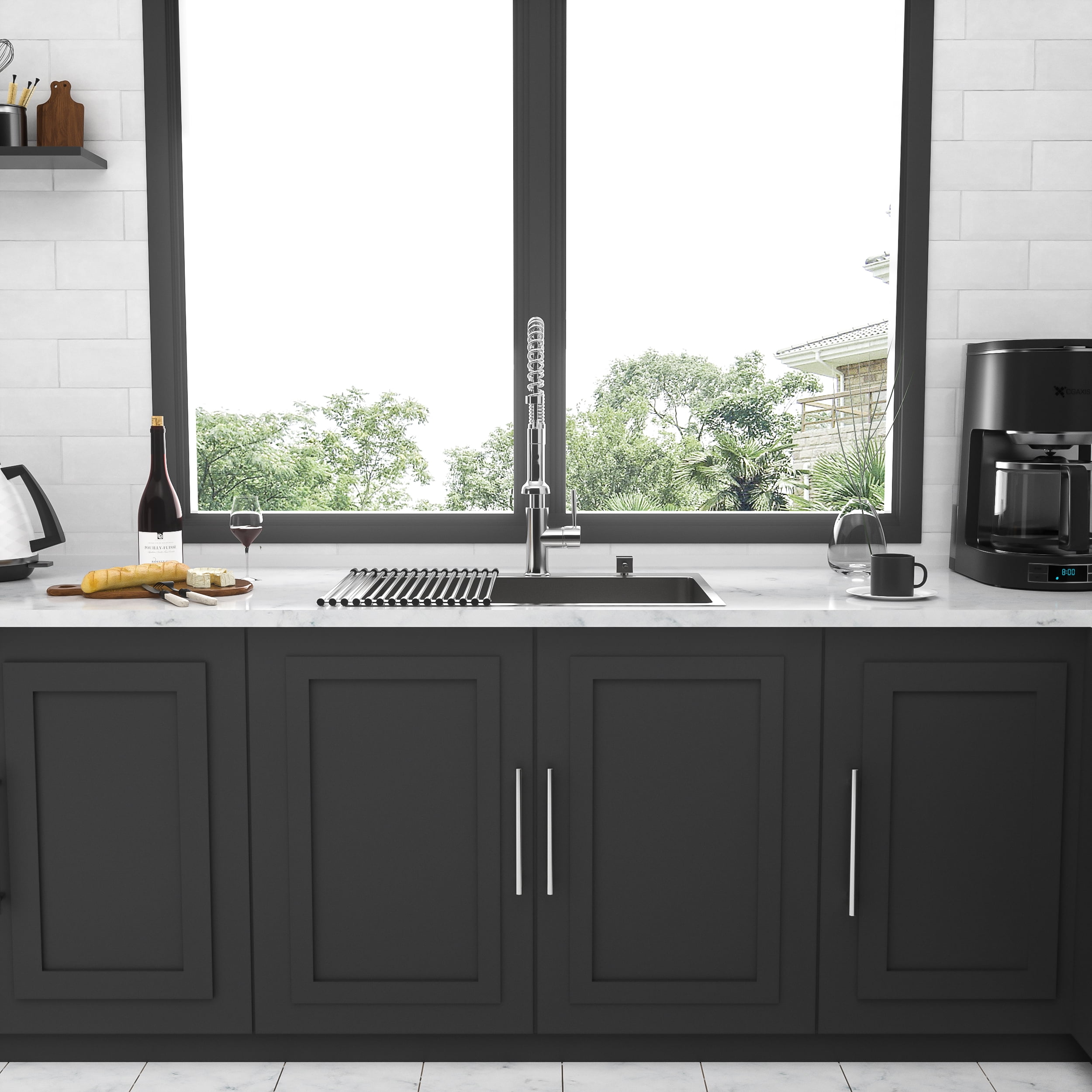 DUOSONG 30X22 Inch Kitchen Sink Drop In 16 Gauge Stainless Steel 30" Single Bowl Topmount Kitchen Sink Basin Brushed Nickel Stainless Steel Kitchen Kitchen Sinks