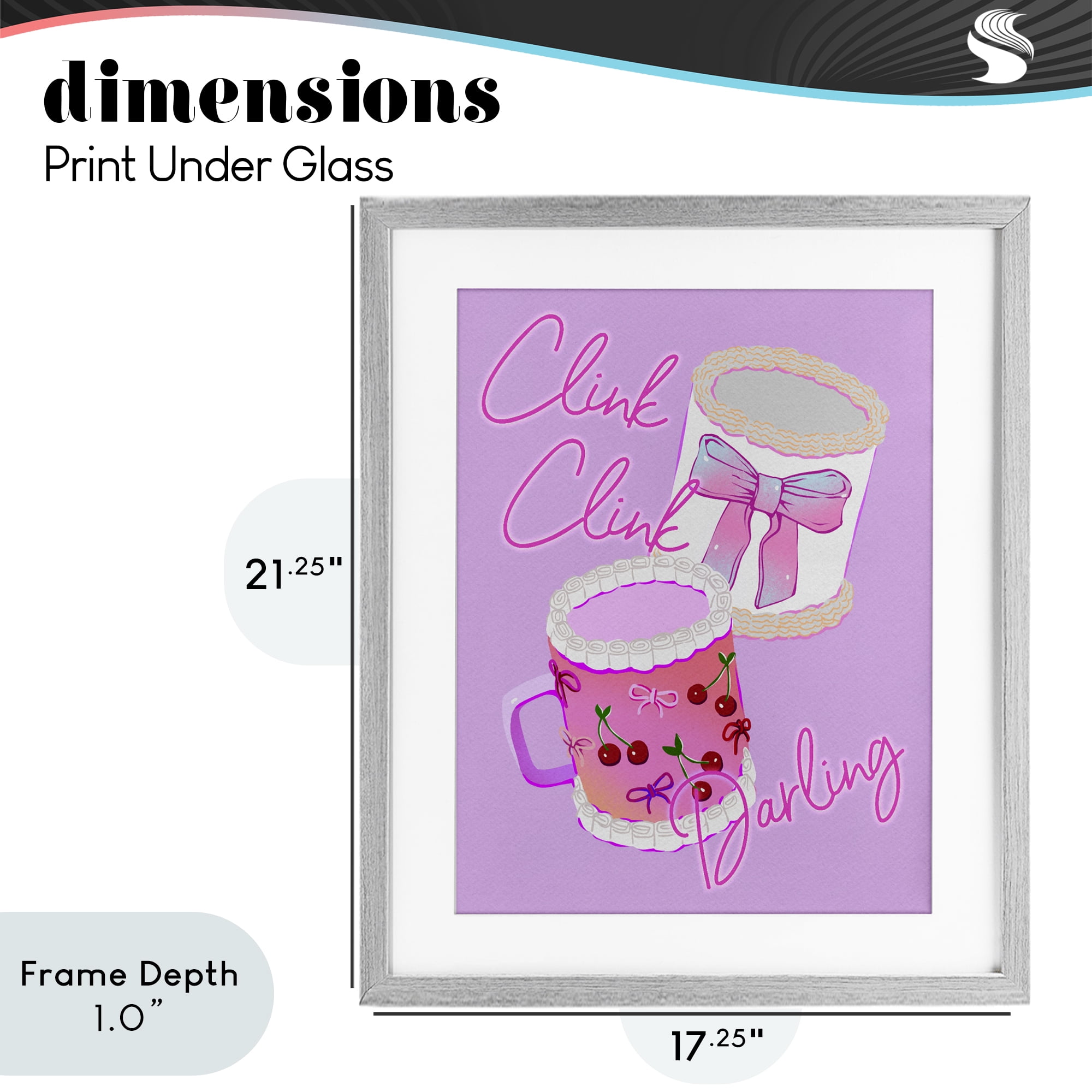 Stupell Industries Clink Darling Cherry Mug Gray Framed Print Under Glass, design by Ziwei Li