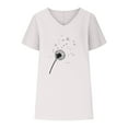 thumbnail image 5 of WREESH Cotton Linen Graphic T-Shirt Women's Loose V-Neck Short Sleeve Top White, 5 of 5