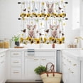 thumbnail image 3 of Pig Animal Kitchen Curtains Valances and Tiers Set of 3 Yellow Sunflower Daisy Bird Butterfly Field Summer Tier Curtains and Valance with Rod Pocket for Small Windows, 27.5"x36", 3 of 9