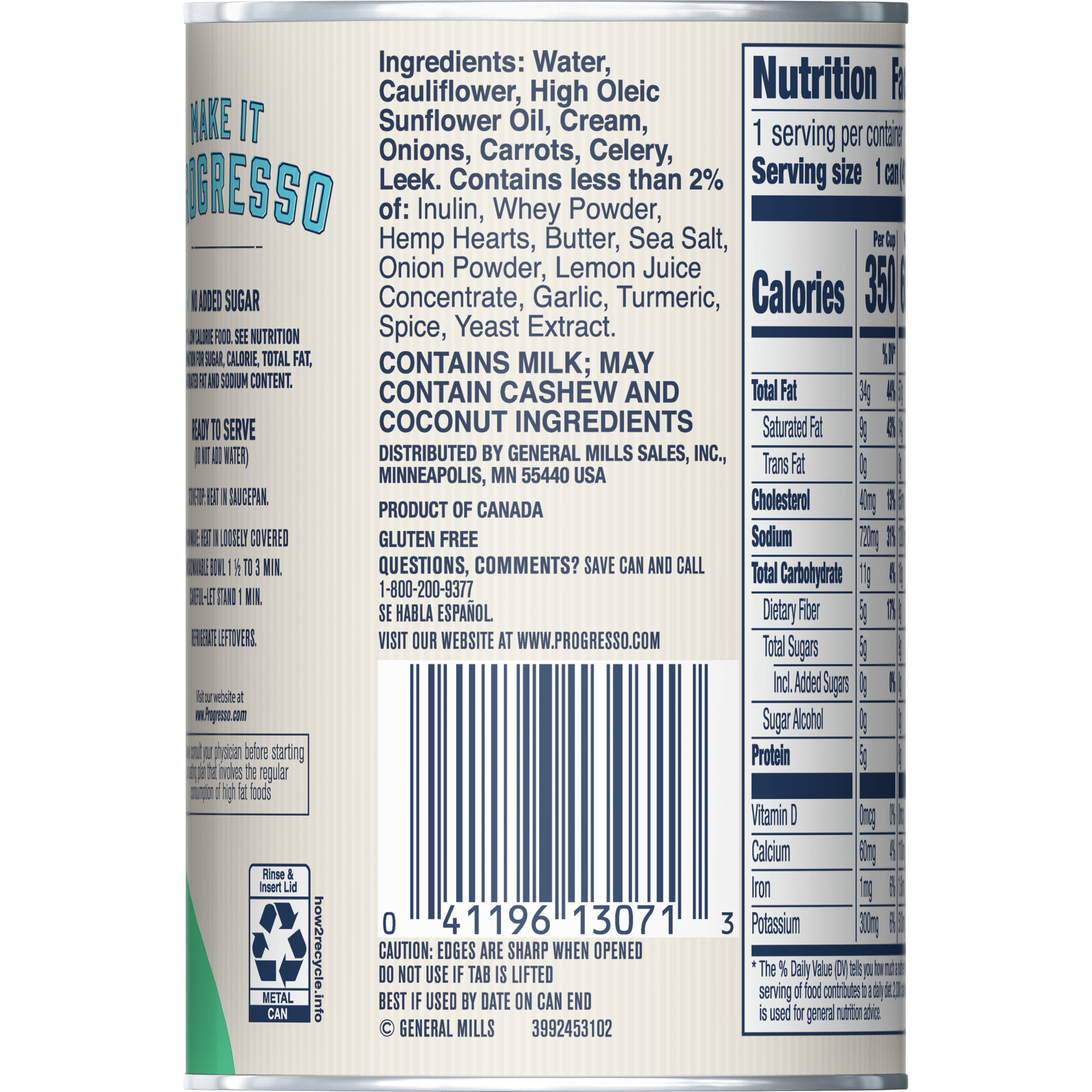 Progresso Keto*-Friendly Creamy Cauliflower Canned Soup, 14.5 oz.