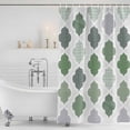 thumbnail image 3 of Green Geometric Shower Curtain, Waterproof Shower Curtains for Bathroom, Vintage Moroccan Rhombic Bohemia Gray Washable Fabric Bathtub Curtain Set Bath Decor with 12 Hooks Extra Long 72"x96", 3 of 8