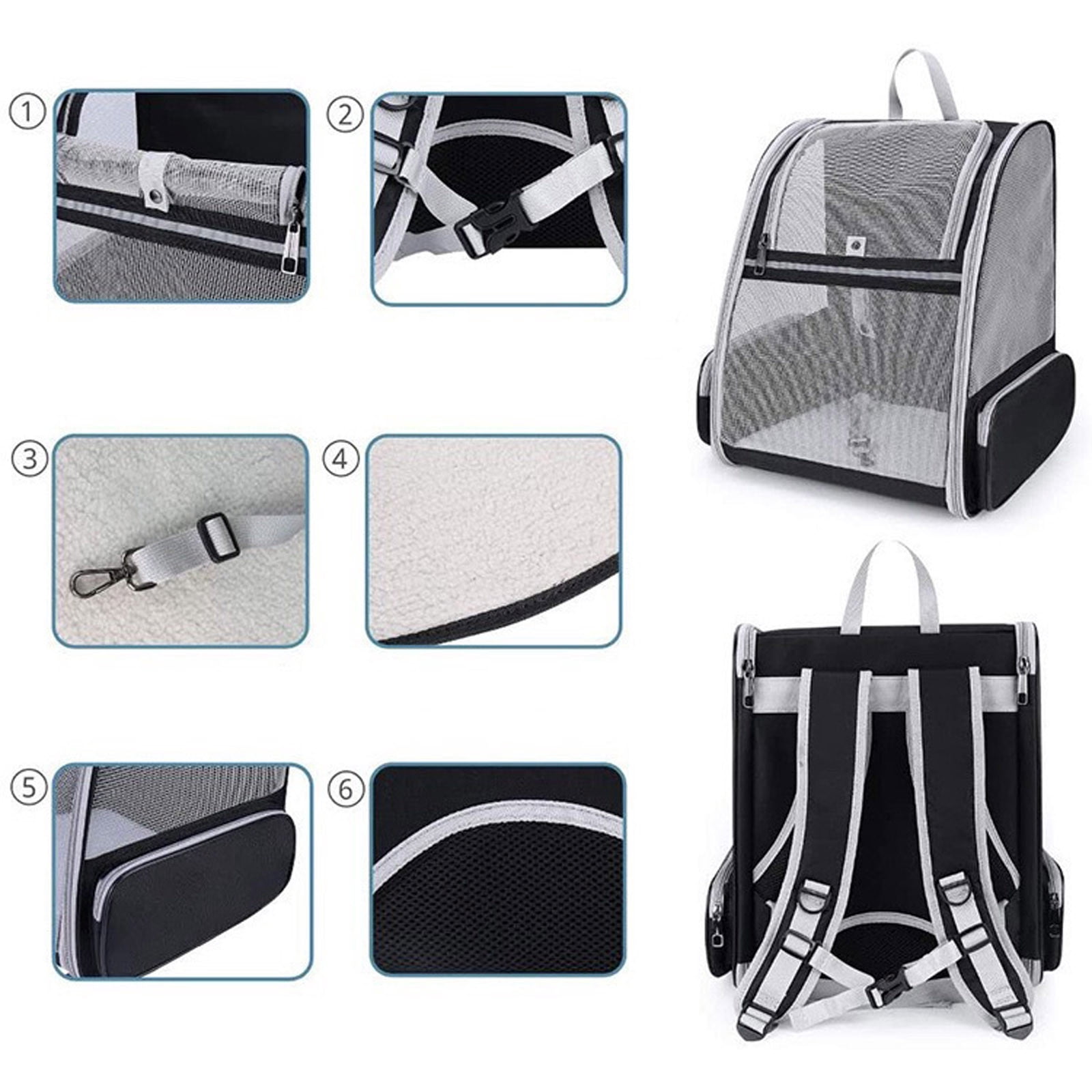 Bubble Backpack Pet Carrier for Cats and Dogs - Large Ventilated Travel Backpack for Small Medium Pets up to 15lbs, Ideal for Hiking, Outdoor Adventures & Vet Visits (Black)