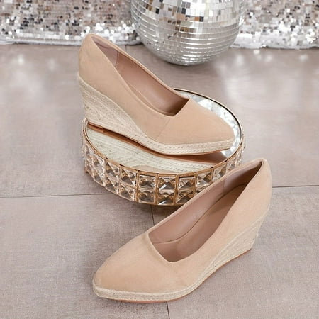 

Chic Women s Espadrille Wedges - Comfy Low-Heel Soft Sole Slip-On Flats for Casual Wear & Holiday Strut