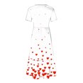 thumbnail image 3 of Qiopertar Robe d'Été Décontractée à Manches Courtes Col Rond Robe Maxi Fluide à Étages de Plage avec Poches Robe Imprimée de la Saint-Valentin Grandes Économies de Vacances!, 3 of 4