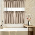 thumbnail image 2 of Haperlare Kitchen Curtain 30"W x 24"L Waffle Woven Textured Light Filtering Tier Curtains for Bathroom Cafe, Taupe, 2 Panels, 2 of 7
