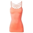 thumbnail image 2 of URBAN DAIZY Women's Seamless Triple Criss Cross Front Cami Top Lattice Strappy Tank Spaghetti Strap Camisole Undershirt A33_6660 Coral 2X/3X, 2 of 6