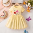thumbnail image 2 of HABDGIKS Robes d'Été Fille Tendance 2025 Manches Courtes Fête Danse Broderie Maille Vêtements Mignons Robe d'Été, 2 of 6