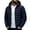 Blue, variant on Mens Big and Tall Hooded Puffer Jackets Trendy Casual Quilted Long Sleeve Full Zip Up Winter Thermal Outerwear Comfort Loose Fit Coats with Pockets