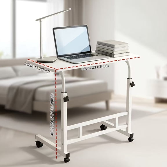 Home Office Desks Mobile Standing Table with Wheels, Adjustable Height, Small Portable Teacher Desk Suitable for classrooms,Home Laptop desks,Compact White Home Office workstations