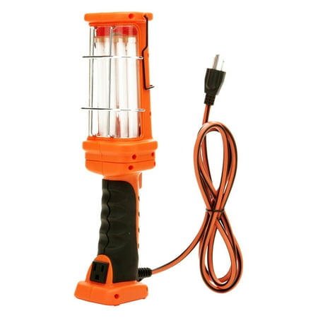Woods 26-Watt Fluorescent Hand Held Work Light with Grounded Outlet, 6-Foot Cord, Orange