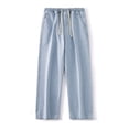 thumbnail image 6 of Baggy Jeans Men Fashion Elastic Waist Drawstring Wide Leg Jeans Outdoor Lightweight Comfy Casual Jeans Streetwear Light Blue 3XL, 6 of 6