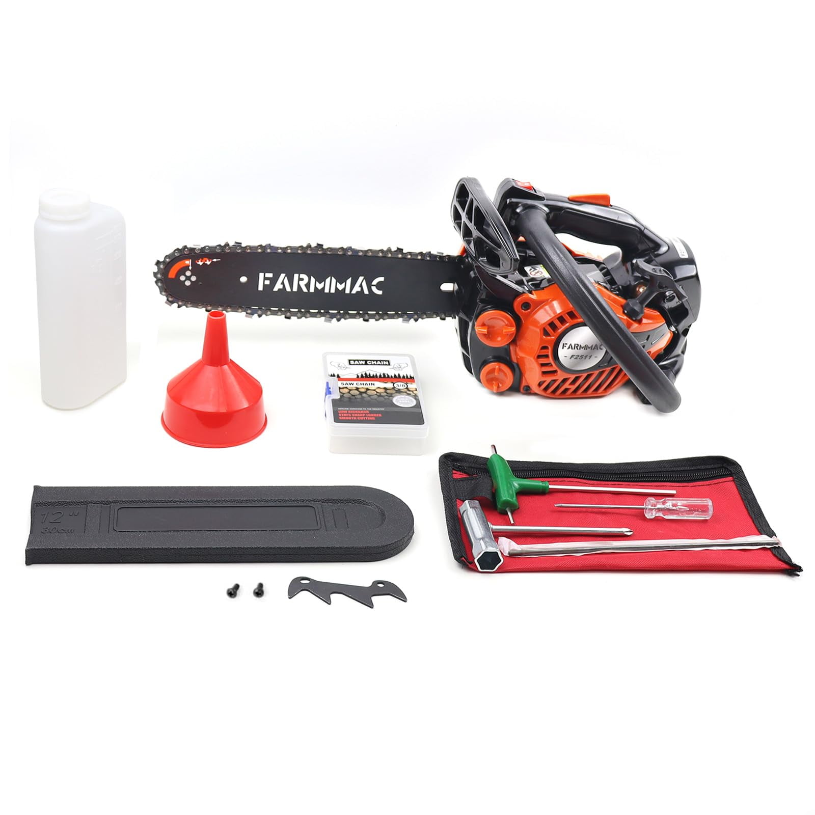 Gas Chainsaw 12'' 2-Stroke 25CC Cordless Chainsaw for Farm, Garden, Ranch, Cutting Wood/Firewood